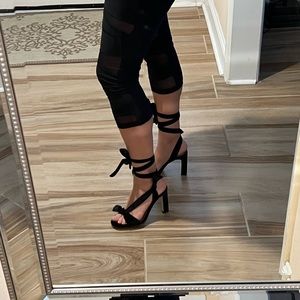 Chinese Laundry Black Velvet Heels w/ankle Strap